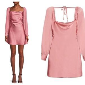 WEWOREWHAT Silky Cowl Neck Mini Dress Women Dusty Pink Puff Sleeve Barbie Sz 0